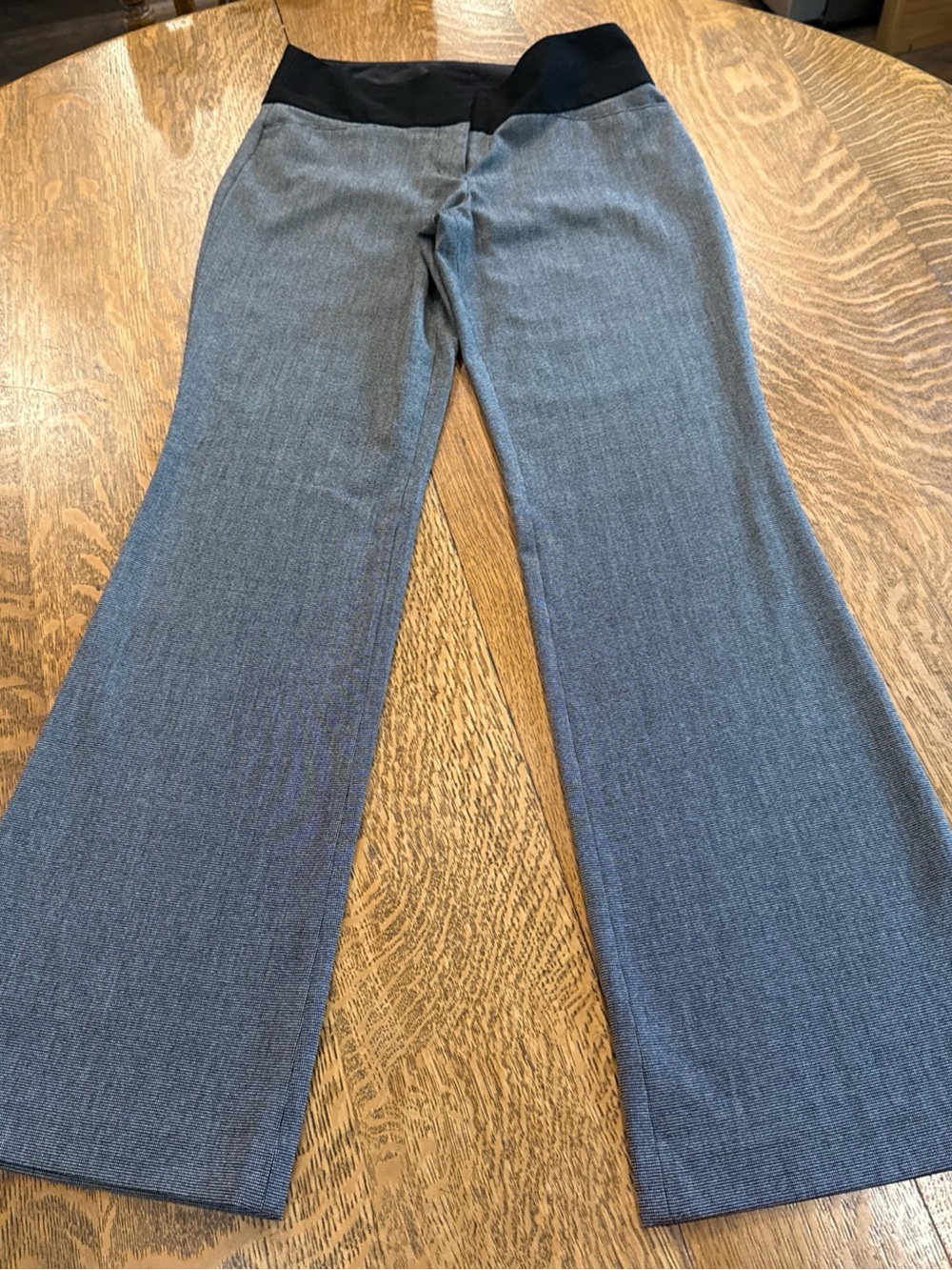 Express Editor Two-Tone Gray Wide Leg Pants with Black Waistband